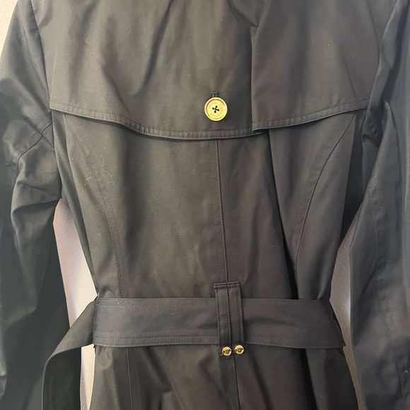 MICHEAL KORS Navy Blue Double-Breasted Rain Coat with Gold Accents - Picture 4 of 6